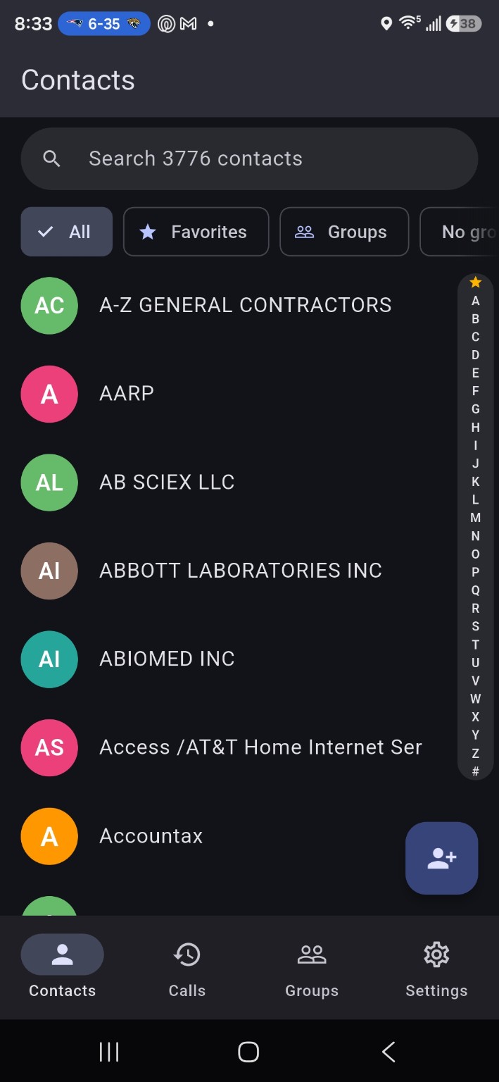 ContactNest contacts list screen