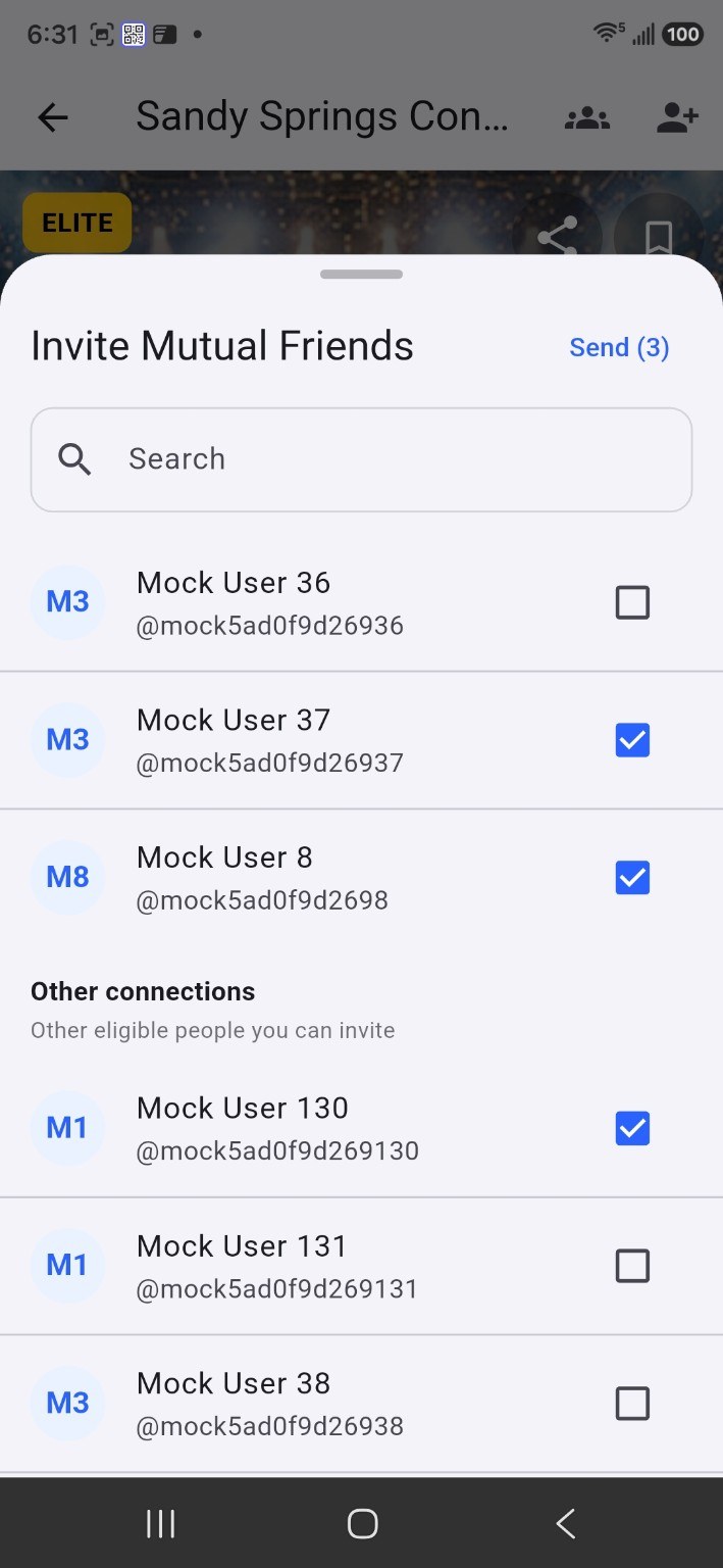 PROMOTE™ invite friends screen